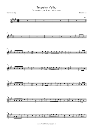 Teixeirinha Tropeiro Velho score for Clarinet (C)