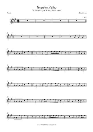 Teixeirinha Tropeiro Velho score for Flute