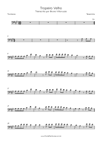Teixeirinha Tropeiro Velho score for Trombone