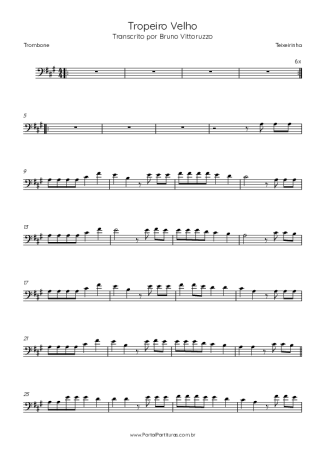 Teixeirinha Tropeiro Velho score for Trombone