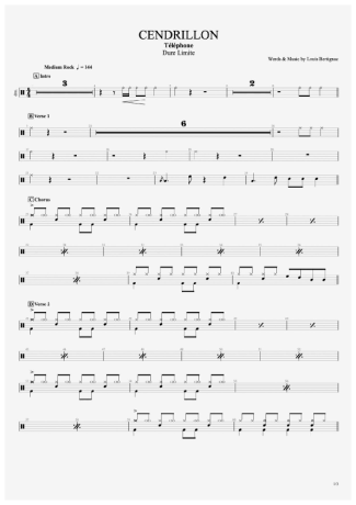 Téléphone  score for Drums