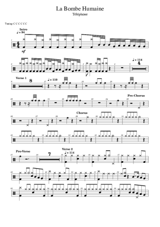 Téléphone  score for Drums