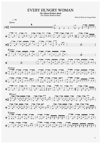 The Allman Brothers Band  score for Drums