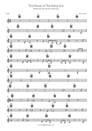 The Animals  score for Acoustic Guitar