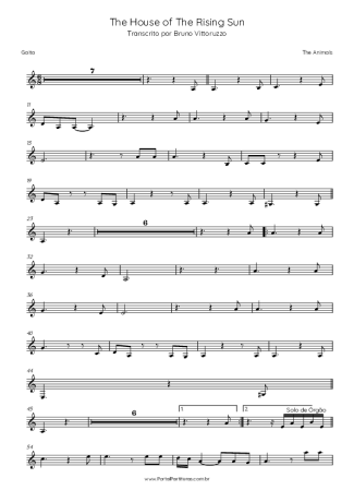 The Animals The House Of The Rising Sun score for Harmonica