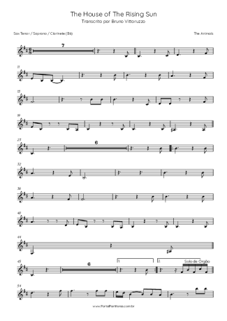The Animals  score for Tenor Saxophone Soprano (Bb)