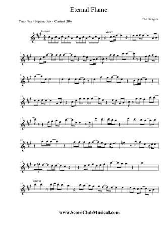 The Bangles Eternal Flame score for Tenor Saxophone Soprano (Bb)