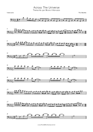 The Beatles Across The Universe score for Cello