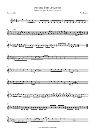 The Beatles Across The Universe score for Clarinet (Bb)