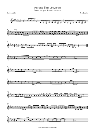 The Beatles Across The Universe score for Clarinet (C)
