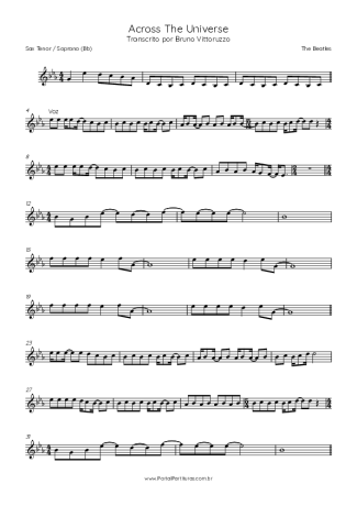 The Beatles Across The Universe score for Tenor Saxophone Soprano (Bb)
