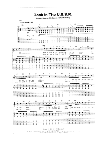 The Beatles Back In The USSR score for Guitar