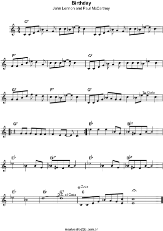 The Beatles Birthday score for Keyboard