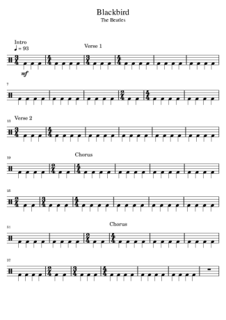 The Beatles Blackbird score for Drums