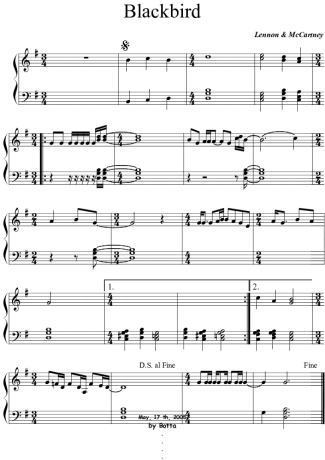 The Beatles Blackbird score for Piano