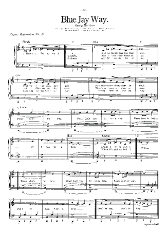 The Beatles Blue Jay Way score for Piano