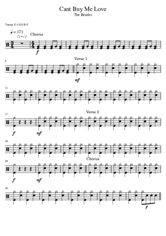 The Beatles Can´t Buy Me Love score for Drums