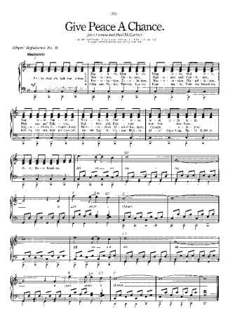 The Beatles Give Peace A Chance score for Piano