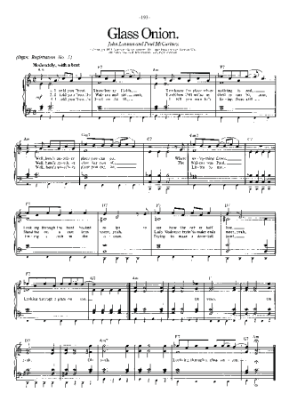 The Beatles Glass Onion score for Piano