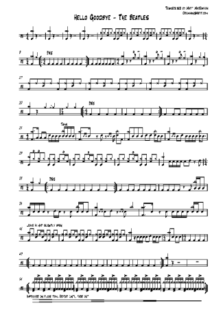 The Beatles Hello Goodbye score for Drums