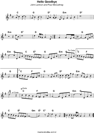 The Beatles Hello Goodbye score for Violin