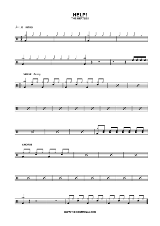 The Beatles Help score for Drums