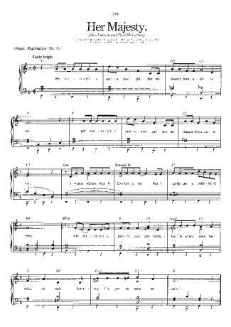 The Beatles Her Majesty score for Piano