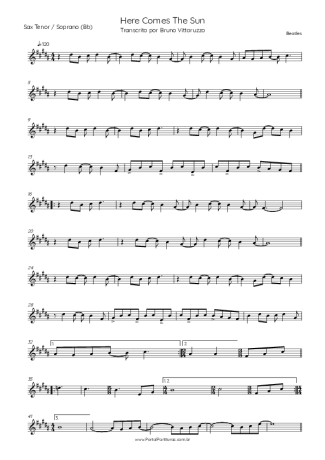 The Beatles Here Comes The Sun score for Tenor Saxophone Soprano (Bb)