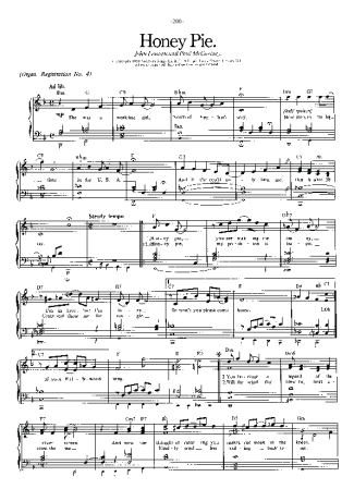 The Beatles Honey Pie score for Piano