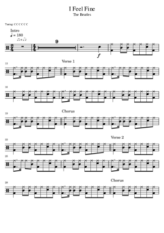 The Beatles I Feel Fine score for Drums