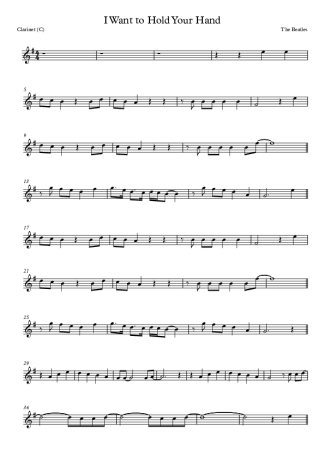 The Beatles I Want To Hold Your Hand score for Clarinet (C)