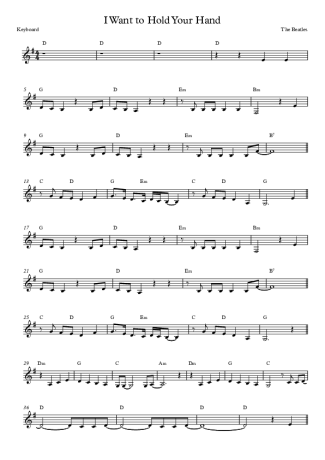 The Beatles I Want To Hold Your Hand score for Keyboard