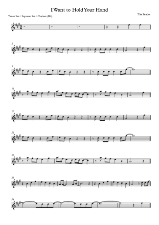 The Beatles I Want To Hold Your Hand score for Tenor Saxophone Soprano (Bb)