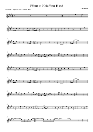 The Beatles  score for Tenor Saxophone Soprano (Bb)