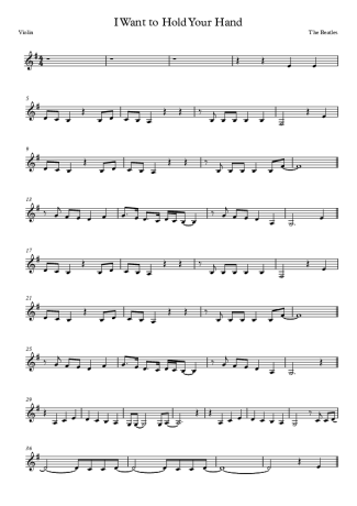 The Beatles I Want To Hold Your Hand score for Violin
