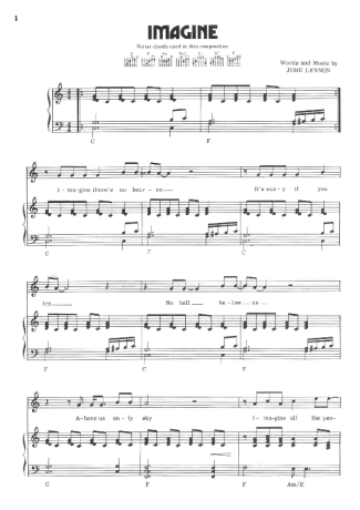 The Beatles Imagine score for Piano