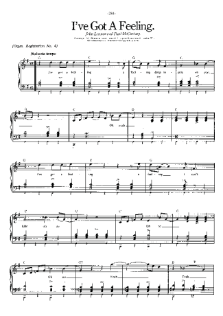 The Beatles I´ve Got A Feeling score for Piano