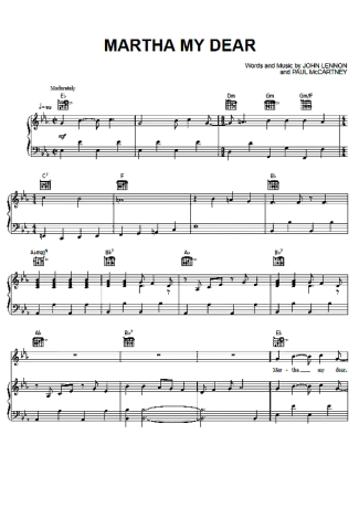 The Beatles Martha My Dear score for Piano