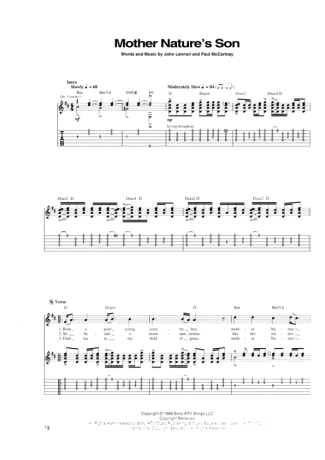 The Beatles Mother Natures Son score for Guitar