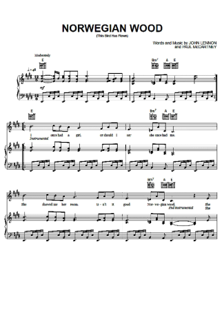 The Beatles Norwegian Wood score for Piano