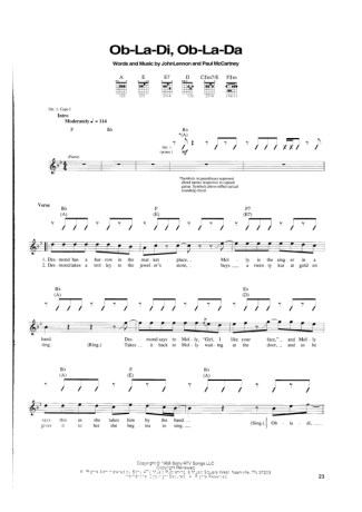 The Beatles Obladi Oblada score for Guitar