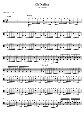 The Beatles Oh Darling score for Drums