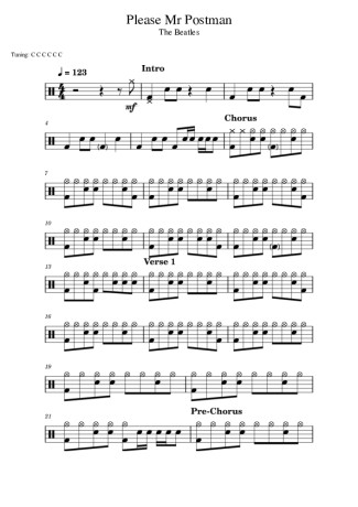 The Beatles Please Mr. Postman score for Drums