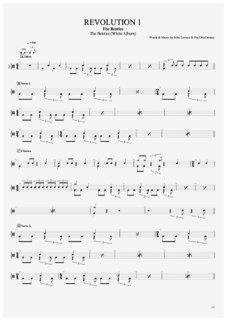 The Beatles Revolution 1 score for Drums