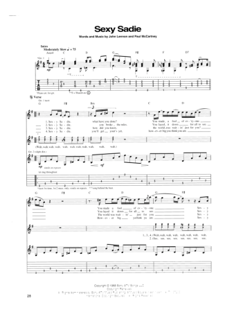 The Beatles Sexy Sadie score for Guitar