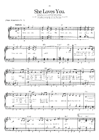 The Beatles She Loves You score for Piano