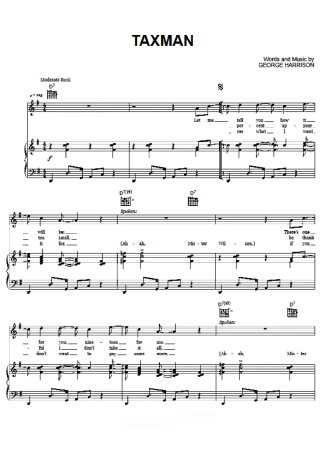 The Beatles Taxman score for Piano