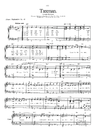 The Beatles Taxman score for Piano