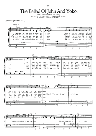 The Beatles The Ballad Of John And Yoko score for Piano