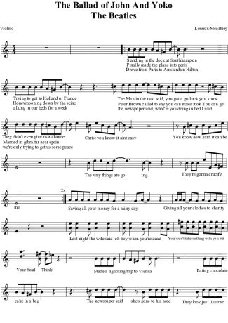 The Beatles  score for Violin